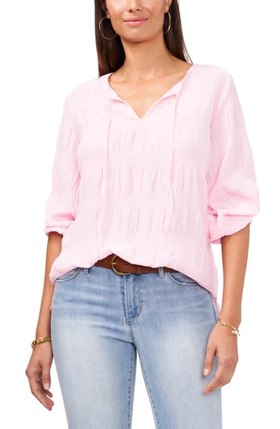 Shop Vince Camuto Smocked Blouse In Pink Iris