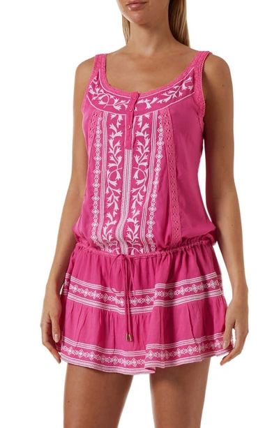 Shop Melissa Odabash Jaz Cover-up Dress In Flamingo/ White