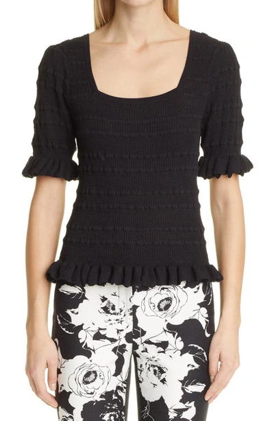 Shop Adam Lippes Rib Scoop Neck Top In Black