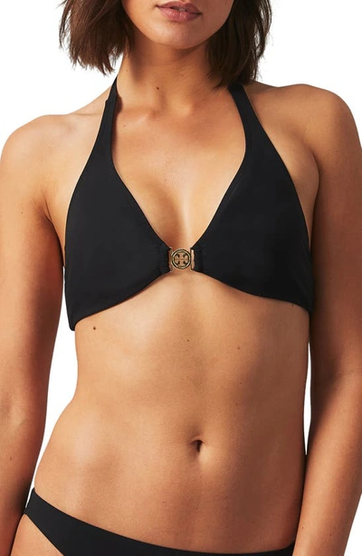 Shop Tory Burch Miller Halter Bikini Top In Black