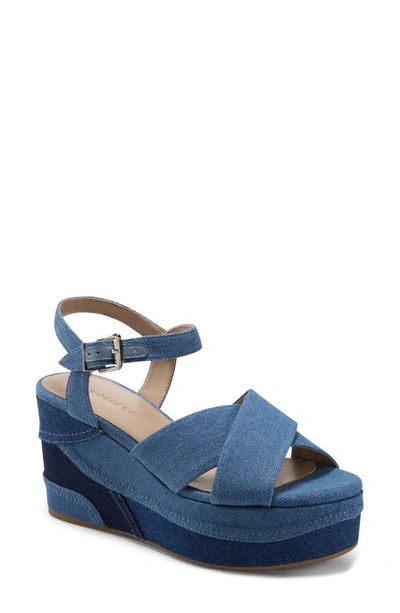 Shop Aerosoles Jesse Platform Sandal In Denim Fabric