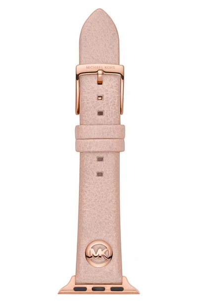 Shop Michael Kors Leather Apple Watch® Band In Pink