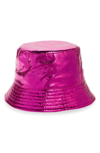 Shop Isabel Marant Haley Metallic Leather Bucket Hat In Pink