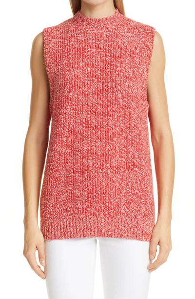 Shop Ganni Merino Wool & Cashmere Sweater Vest In Flame Scarlet