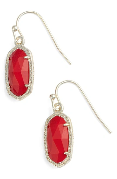 Shop Kendra Scott Lee Small Drop Earrings In Red/ Gold