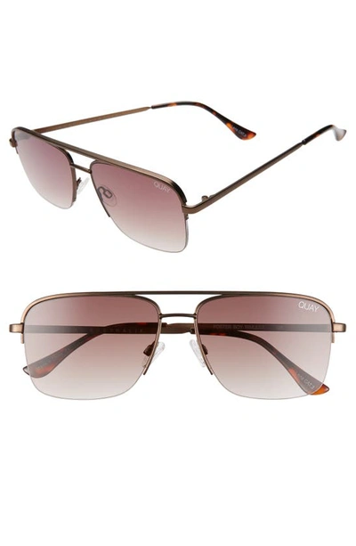 Shop Quay Poster Boy 47mm Gradient Semi Rimless Navigator Sunglasses In Matte Bronze/ Brown