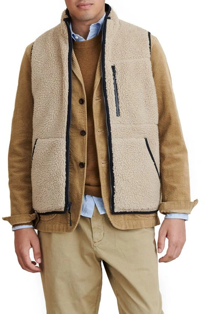 Shop Alex Mill Reversible Fleece Vest In Natural/ Navy