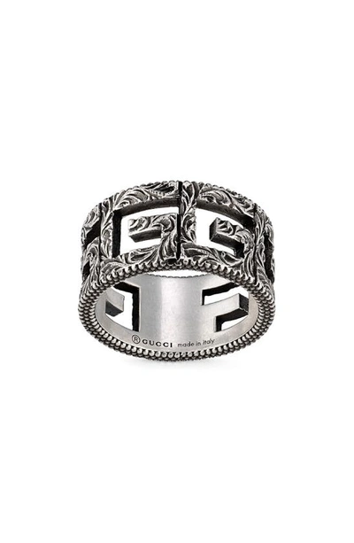 Shop Gucci G Cube Band Ring In Silver