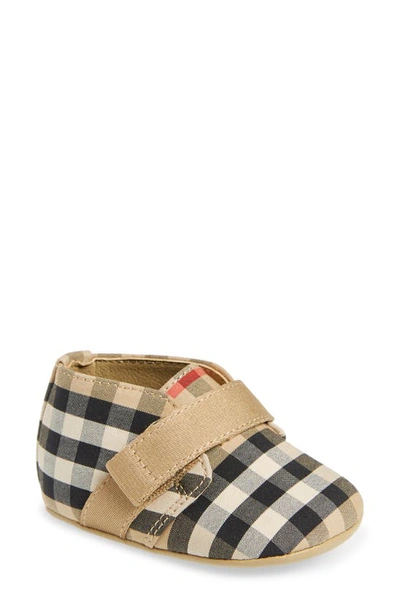 Shop Burberry Charlton Check Crib Shoe In Archive Beige