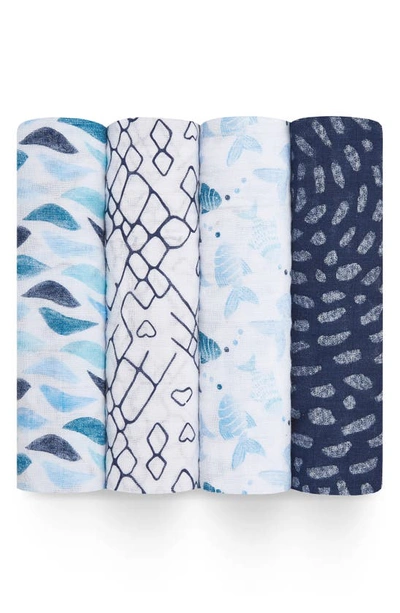 Shop Aden + Anais 4-pack Classic Swaddling Cloths In Gone Fishing