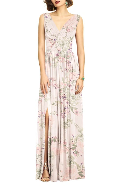 Surplice ruched outlet chiffon gown