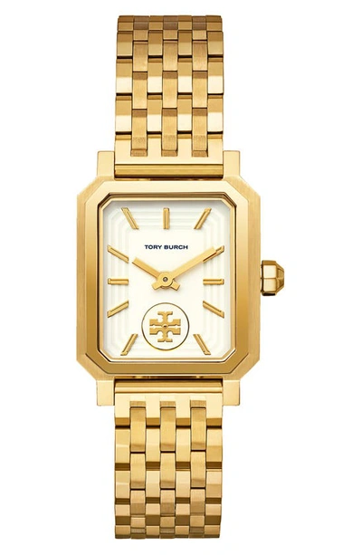 Shop Tory Burch Robinson Mesh Bracelet Watch, 27mm X 29mm In Gold/ White / Gold