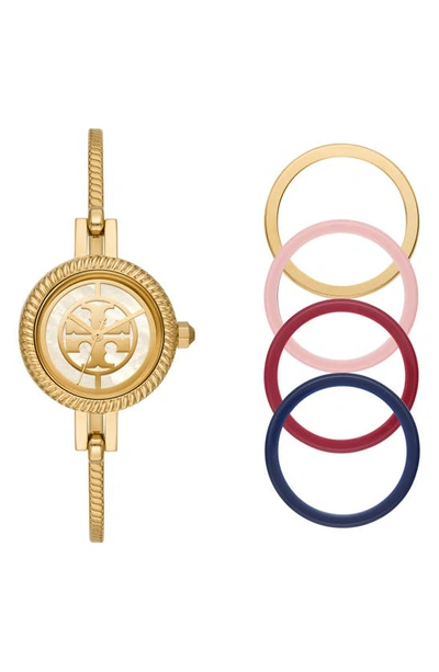 Shop Tory Burch The Reva Bangle Watch Set, 29mm In Gold/ Mop/ Pink/ Red/ Blue
