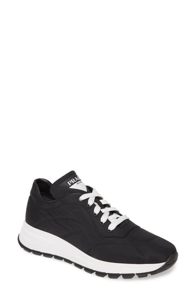 Shop Prada Nylon Trainer Sneaker In Black Nylon