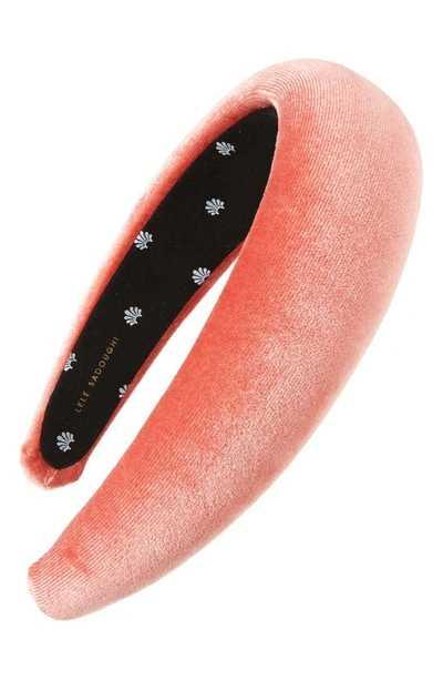 Shop Lele Sadoughi Velvet Padded Headband In Rouge Pink