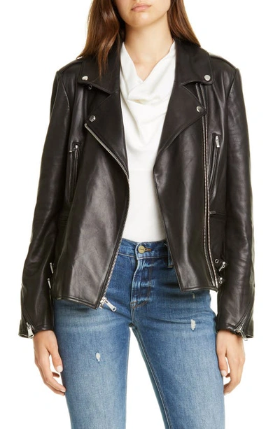 Shop Frame Pch Leather Moto Jacket In Noir