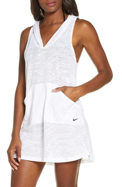 Shop Nike Essential Hooded Cover-up Dress In White