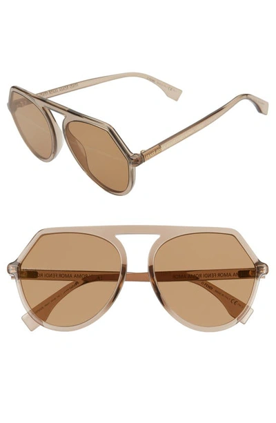 Shop Fendi 57mm Flat Front Sunglasses In Brown/ Gold