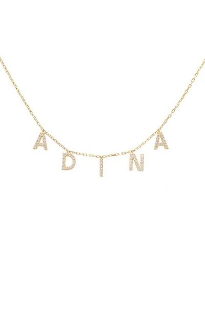 Shop Adinas Jewels Personalized Pavé Block Name Shaker Necklace In Gold