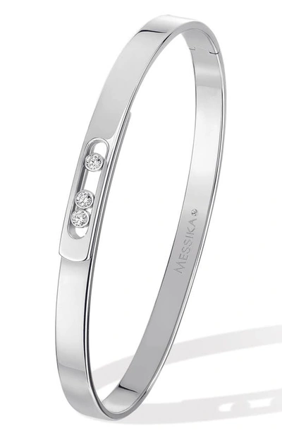 Shop Messika Move Noa Diamond Bangle In White Gold/ Diamond