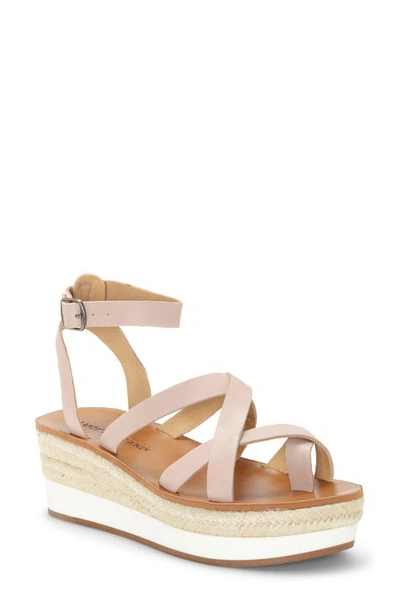 Shop Lucky Brand Jakina Platform Wedge Sandal In Adobe Rose Leather