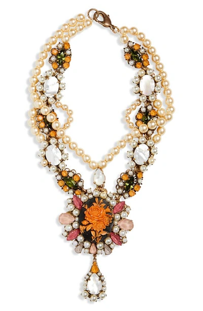 Shop Anna Sui Tiered Cameo Necklace In Multi