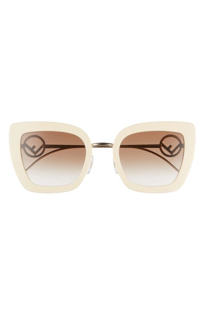 Shop Fendi 51mm Gradient Sunglasses In Ivory/ Brown