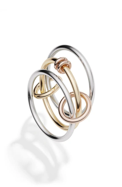 Shop Spinelli Kilcollin Acacia Mix Linked Rings In Yellow Gold/ Silver