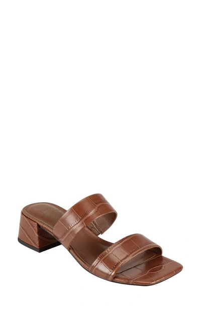 Shop Marc Fisher Ltd Pat Slide Sandal In Dark Brown Leather