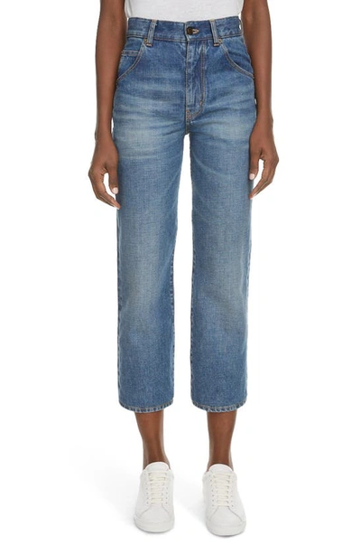 Shop Saint Laurent Original Straight Leg Jeans In Sun Dirty Blue