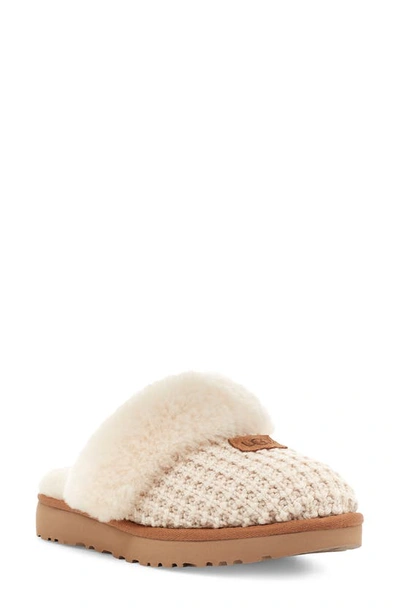 Shop Ugg Cozy Knit Genuine Shearling Slipper In Cream Knit