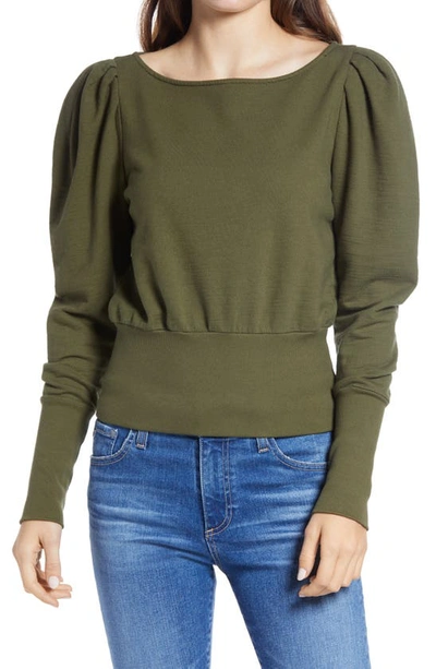 Shop Ag Walker Puff Shoulder Sweatshirt In Green Haven