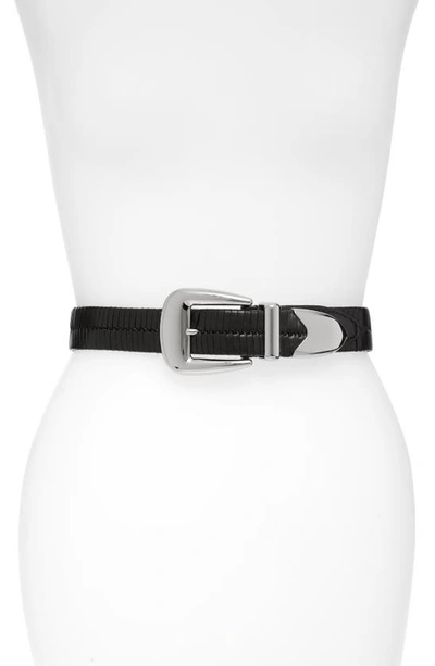 Shop Rebecca Minkoff Woven Leather Belt In Black
