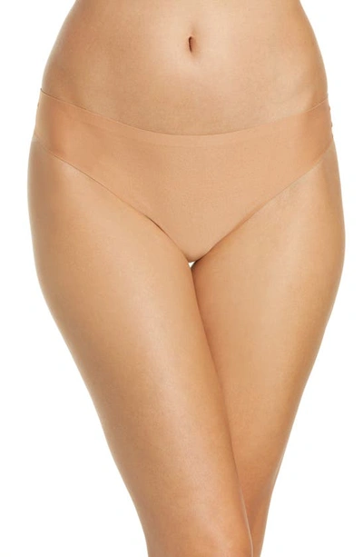Shop Chantelle Lingerie Soft Stretch Thong In Sandalwood
