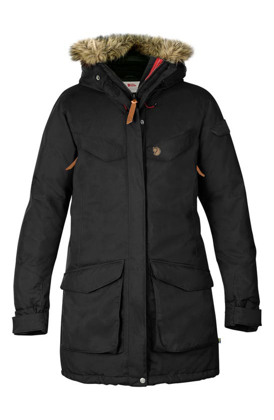 Fjall Raven Nuuk Waterproof Parka With Removable Faux Fur Trim In Black |  ModeSens