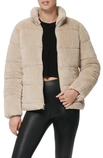 Shop Marc New York Faux Fur Puffer Jacket In Stone
