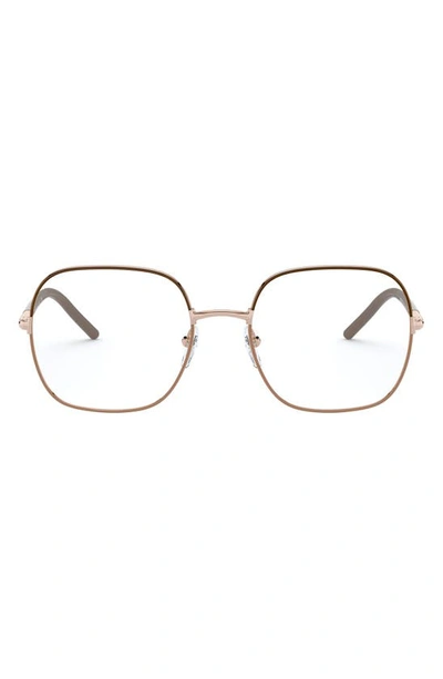 Shop Prada 54mm Rectangle Optical Glasses In Brown/ Beige