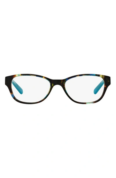 Shop Tory Burch 51mm Rectangular Optical Glasses In Blue Brown Tortoise/ Blue Lark