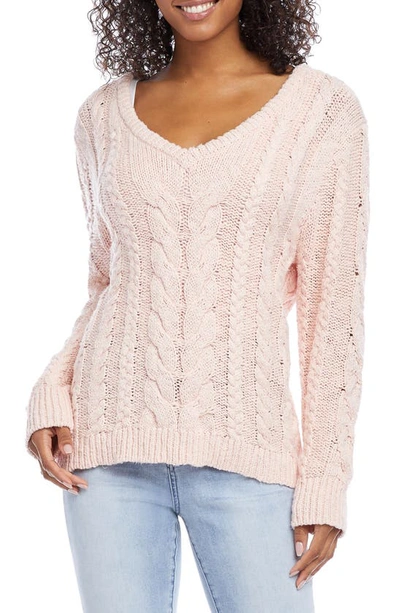 Shop Karen Kane Cable Knit Sweater In Pink