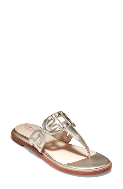 Shop Cole Haan Anoushka Flip Flop In Gold Metallic Leather