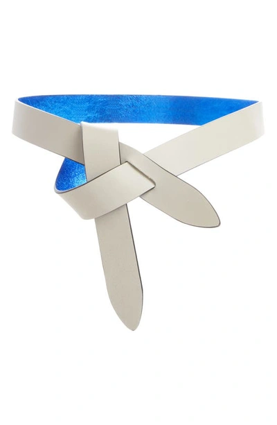 Shop Isabel Marant Lecce Reversible Leather Belt In Blue/ Chalk