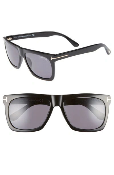 Shop Tom Ford Morgan 57mm Sunglasses In Shiny Black / Smoke