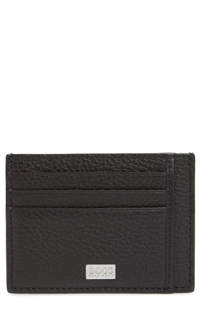 Shop Hugo Boss Crosstown Leather Card Case In Black