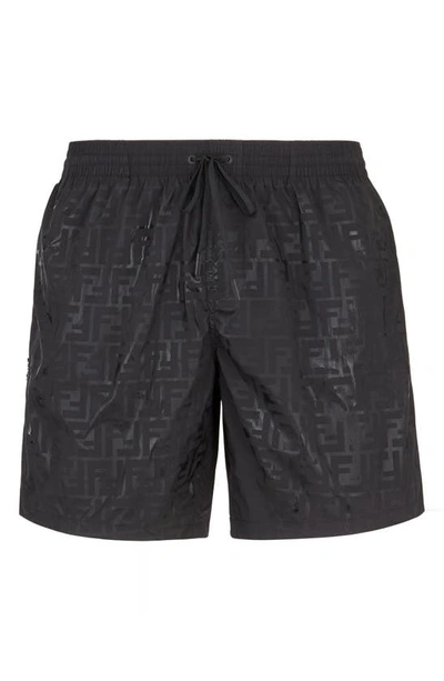 Shop Fendi Boxer Lungo Ff Degrade Athletic Shorts In Black