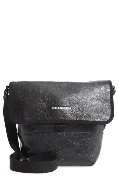 Shop Balenciaga Explorer Logo Messenger Bag In Black