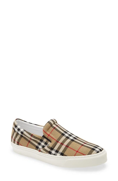 Shop Burberry Thompson Check Slip-on Sneaker In Archive Beige