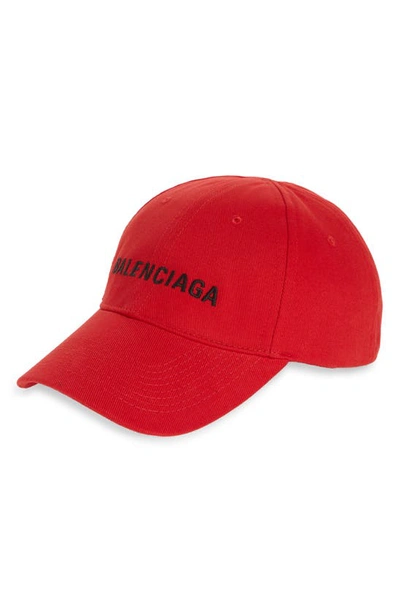 Shop Balenciaga Embroidered Baseball Cap In Red/black
