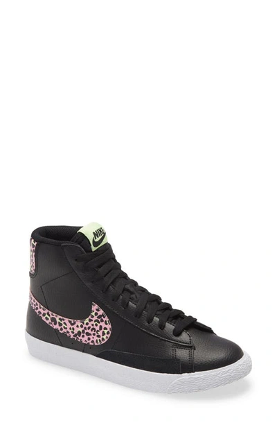 Shop Nike Blazer Mid Sneaker In Black/ Pink Rise/ Barely Volt
