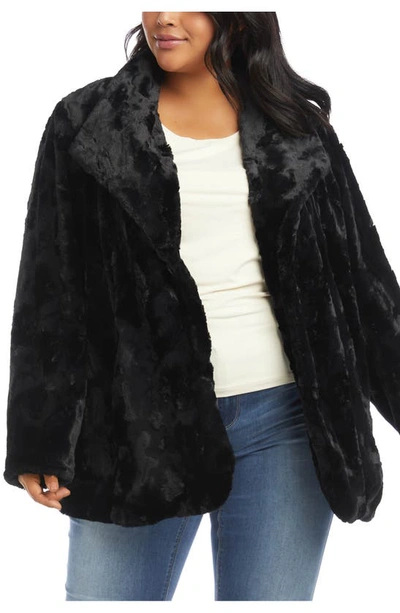 Shop Karen Kane Faux Fur Jacket In Black