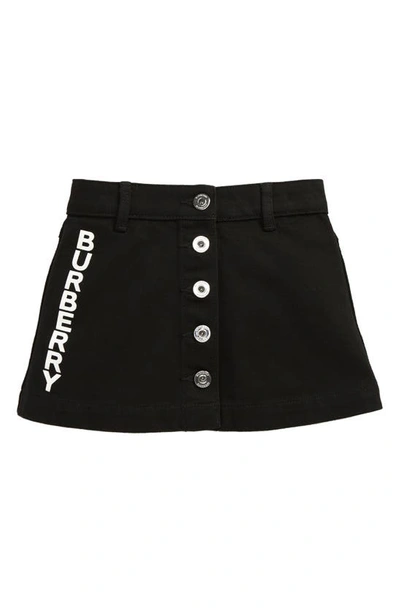 Shop Burberry Kids' Emilia Logo Denim Skirt In Black